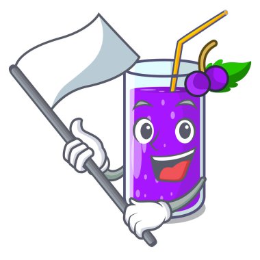 Bayrak üzüm suyu şişesiyle etiket karikatür vektör çizim ile