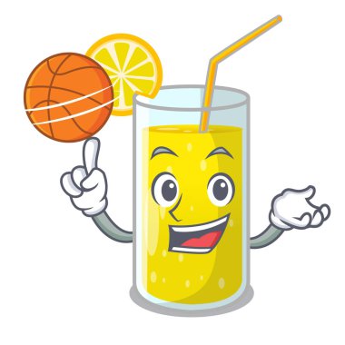 Basketbol limon suyu camına çizgi film şekil vektör çizim ile