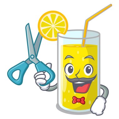 Limon suyu cam üzerinde çizgi film şekil vektör çizim berber