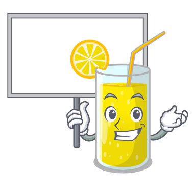 Çizgi film şekil vektör çizim üzerinde kurulu limon suyu cam getir