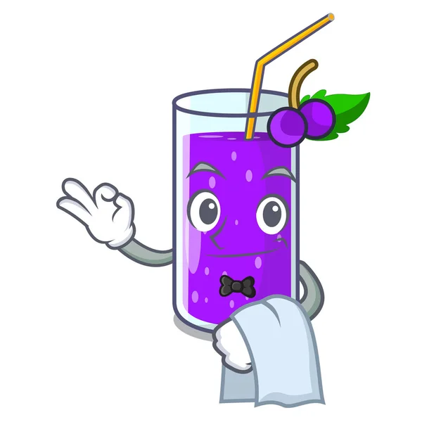 Serveur Jus Raisin Verre Une Illustration Vectorielle Mascotte — Image vectorielle