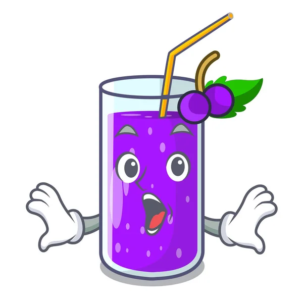 Jugo Uva Sorprendido Vidrio Una Ilustración Vector Mascota — Vector de stock