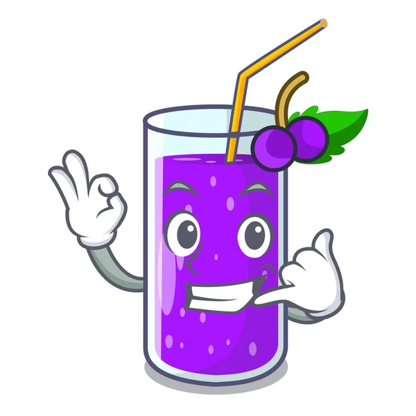 Call Grape Juice Bottle Label Cartoon Vector Illustration — Stock Vector