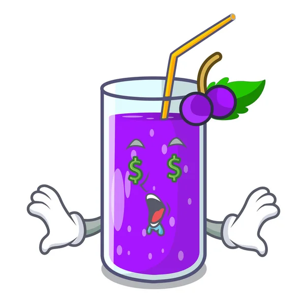 Money Eye Grape Juice Bottle Label Cartoon Vector Illustration — Stock Vector