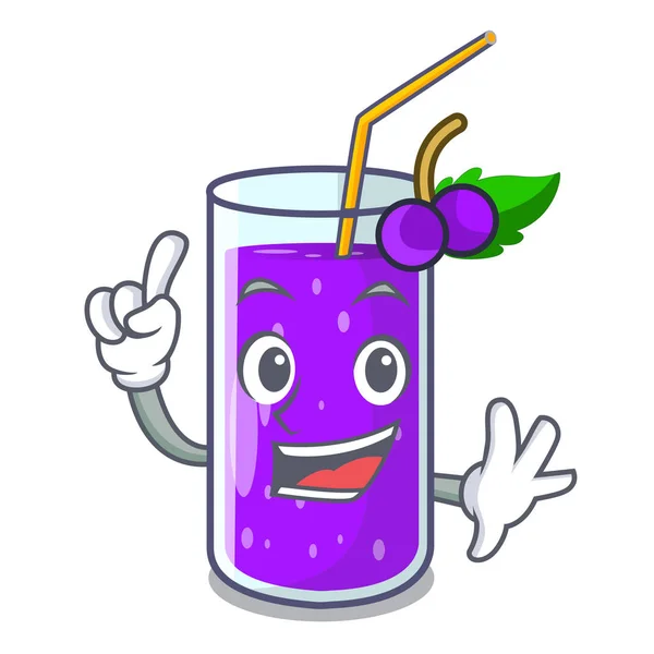 Finger Grape Juice Bottle Label Cartoon Vector Illustration — Stock Vector