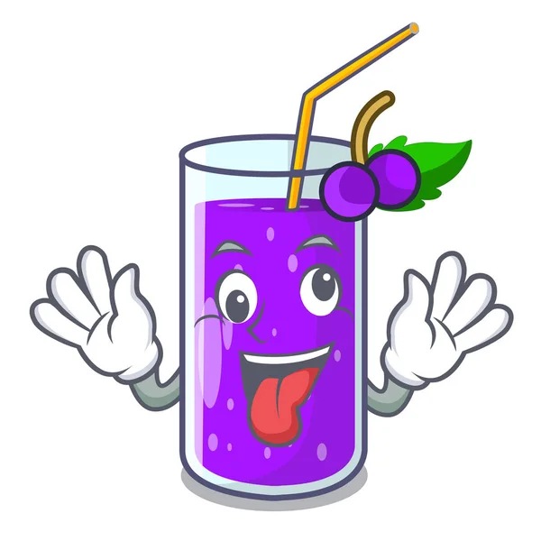 Gek Druivensap Fles Met Label Cartoon Vectorillustratie — Stockvector