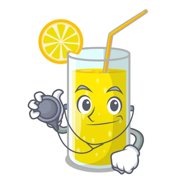 Docteur Verre Jus Citron Sur Illustration Vectorielle Forme Dessin Animé — Image vectorielle