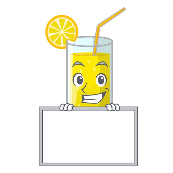 Sourire Avec Planche Verre Jus Citron Sur Illustration Vectorielle Forme — Image vectorielle