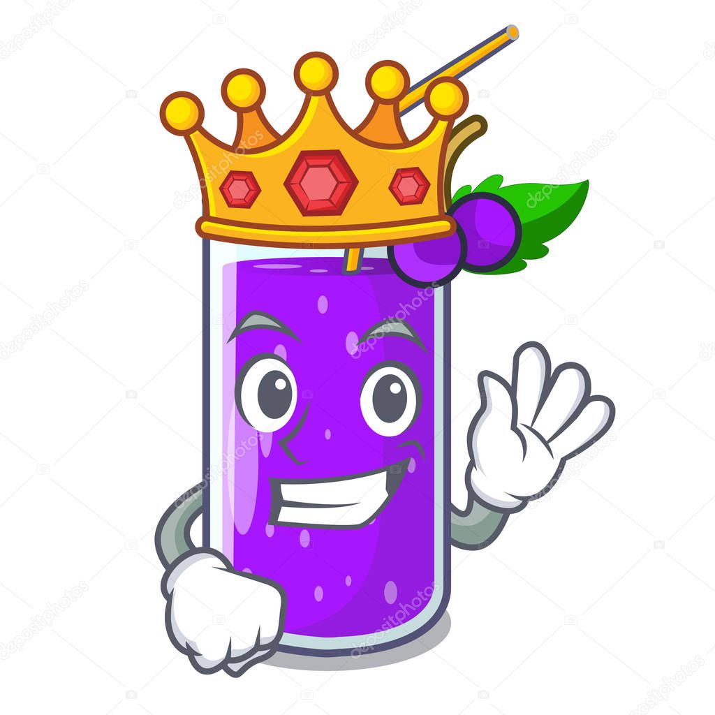 King grape juice bottle with label cartoon vector illustration