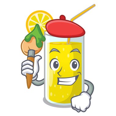 Sanatçı limon suyu cam üzerinde çizgi film şekil vektör çizim