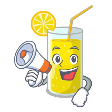 Megafon limon suyu camına çizgi film şekil vektör çizim ile