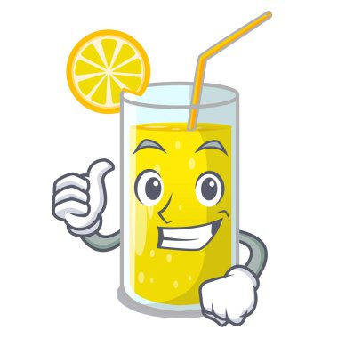 Yaşasın taze limon suyu maskot vektör çizim üzerinde cam