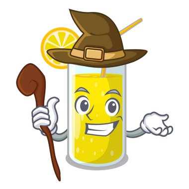 Limon suyu cam karakter tablo vektör çizim üzerinde cadı