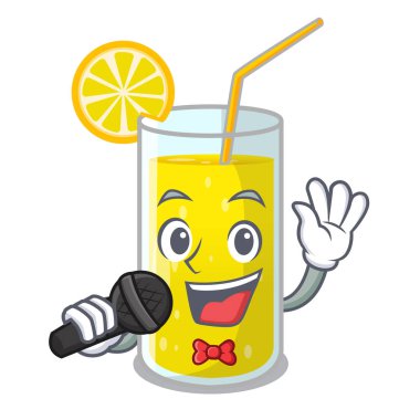 Limon suyu cam karakter tablo vektör çizim üzerinde şarkı
