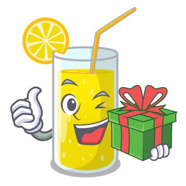 Hediye limon suyu camına karakter tablo vektör çizim ile