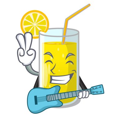 Gitar limon suyu camına karakter tablo vektör çizim ile