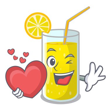 Kalp limon suyu camına karakter tablo vektör çizim ile