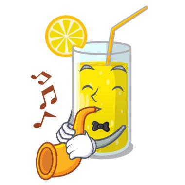 İle limon suyu cam karakter tablo vektör çizim üzerinde trompet