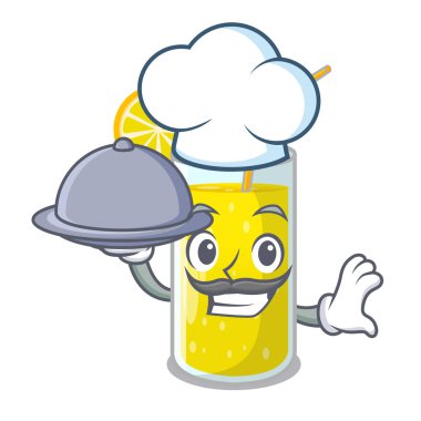 Şef yemek limon suyu cam üzerinde karakter tablo vektör çizim ile