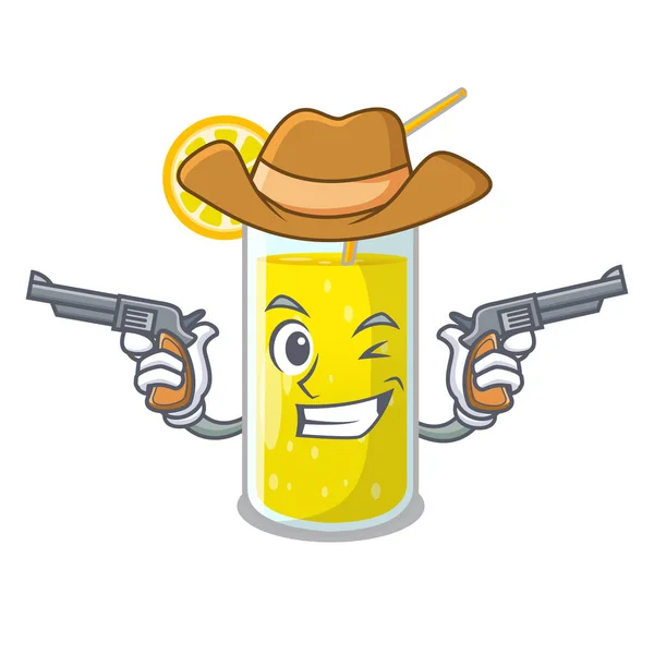 Cowboy Lemon Juice Glass Cartoon Shape Vector Illustration — Stock Vector