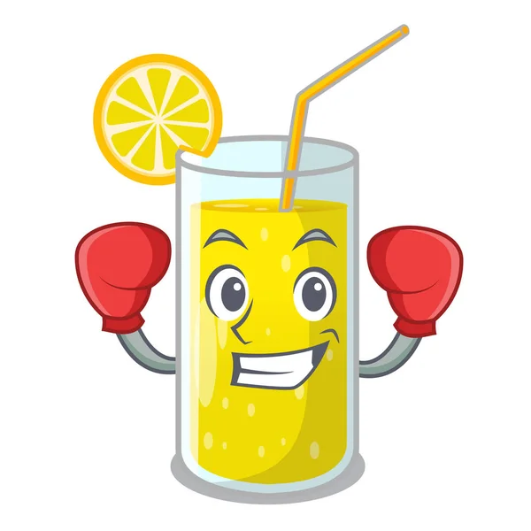 Boxe Verre Jus Citron Sur Illustration Vectorielle Forme Dessin Animé — Image vectorielle