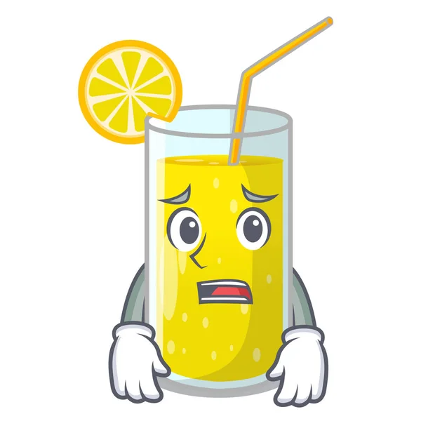 Temeroso Vaso Jugo Limón Ilustración Del Vector Mesa Carácter — Archivo Imágenes Vectoriales