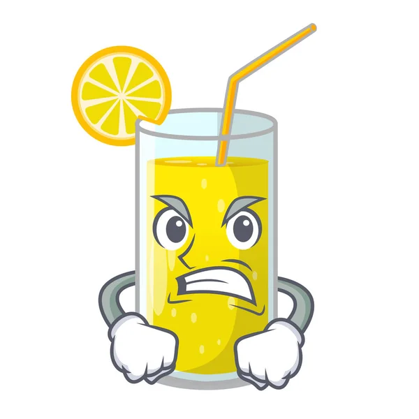 Arga Citron Juice Glas Karaktär Tabell Vektorillustration — Stock vektor