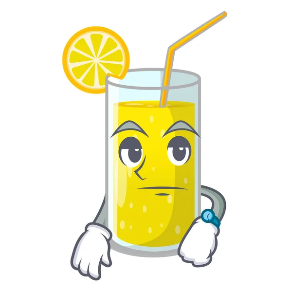 Waiting Fresh Lemon Juice Glas Cartoon Vector Illustration — Stock Vector