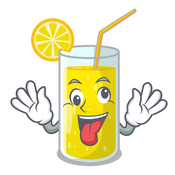 Crazy Fresh Lemon Juice Glas Cartoon Vector Illustration — Stock Vector