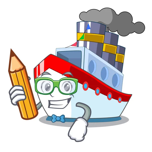 Student Luchtfoto Cartoon Lading Schip Weergave Vectorillustratie — Stockvector