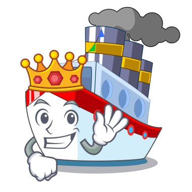 Kral gemi contener içinde bir şekil vektör çizim karikatür