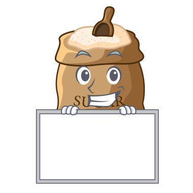 Yönetim Kurulu şeker çuvalı vektör çizim karikatür kepçe ile sırıtarak