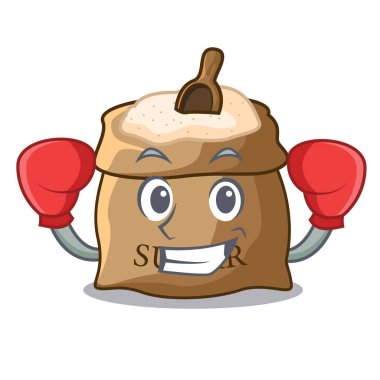 Şeker çuvalı vektör çizim karikatür kepçe ile boks