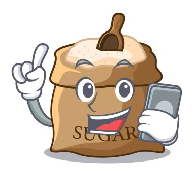 Telefon şekerle çuval vektör çizim kepçe çizgi ile