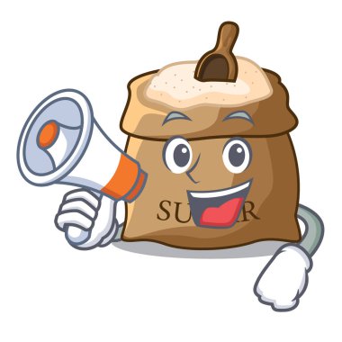 Megafon şekerle çuval vektör çizim kepçe çizgi ile