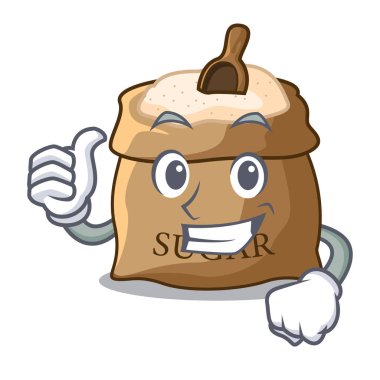 Kase ve kaşık şeker karakter vektör çizim üzerinde yaşasın