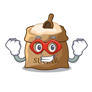 Karakter vektör çizim üzerinde süper kahraman kase ve kaşık şeker