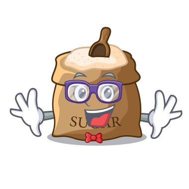 Karakter vektör çizim üzerinde Geek kase ve kaşık şeker