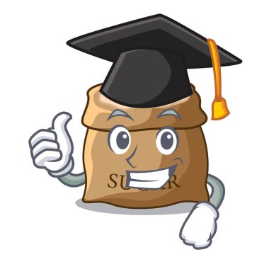 Karakter vektör çizim üzerinde mezuniyet kase ve kaşık şeker