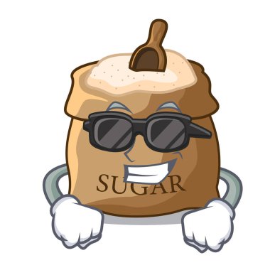 Karakter vektör çizim üzerinde süper cool kase ve kaşık şeker