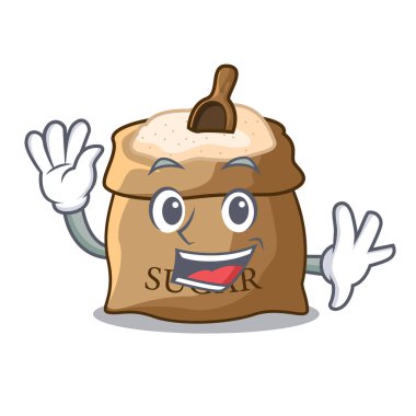 Karakter vektör çizim üzerinde sallanan kase ve kaşık şeker