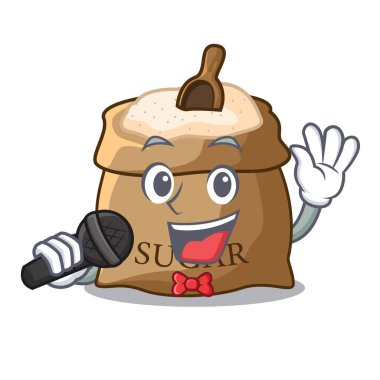 Şarkı bu çuvala maskot vektör çizim üzerinde şeker