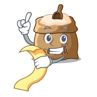 Menü ile bu çuvala maskot vektör çizim üzerinde şeker