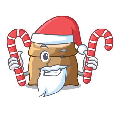 Noel Baba çizgi film vektör illüstrasyon izole kase şeker şeker