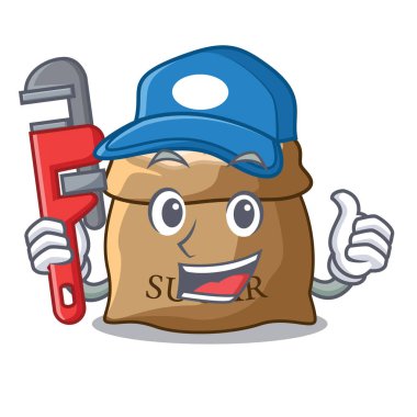 Tesisatçı şeker karikatür vektör illüstrasyon izole kase