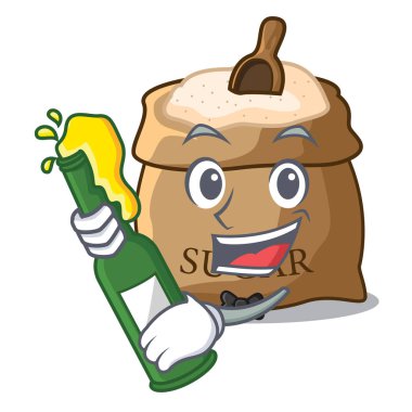 Bira şekerle karikatür vektör illüstrasyon izole kase