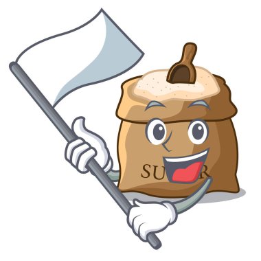 Bayrak şekerle karikatür vektör illüstrasyon izole kase