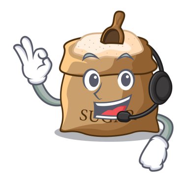 Kulaklık şekerle karikatür vektör illüstrasyon izole kase