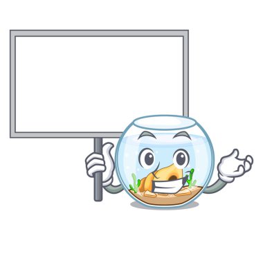 Yönetim Kurulu çizgi film Japon balığı getirmek bir içinde fishbowl vektör çizim üzerinde