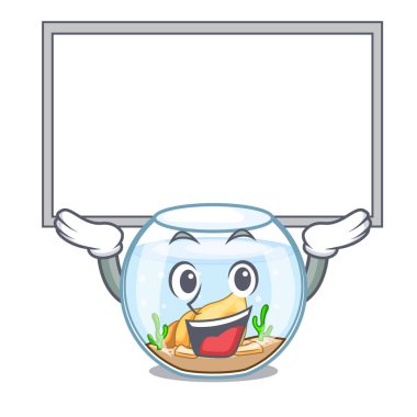 Yukarı kurulu çizgi film Japon balığı bir içinde fishbowl vektör çizim üzerinde